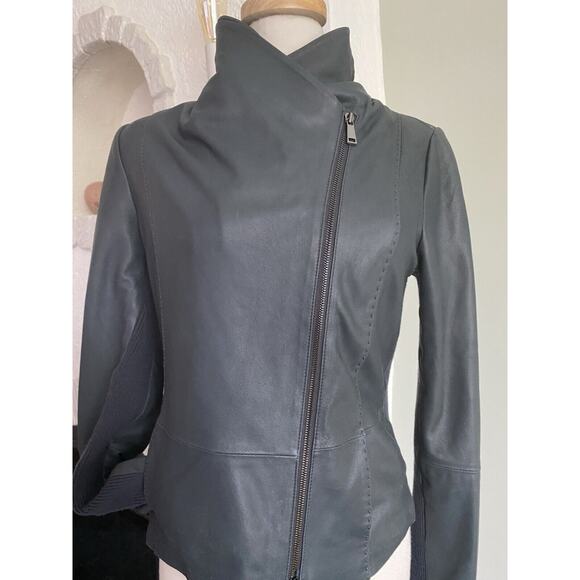 Vince Grey Leather Jacket - Picture 7 of 14